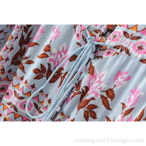 Long Dress For Women Flower Printing Loose Dress